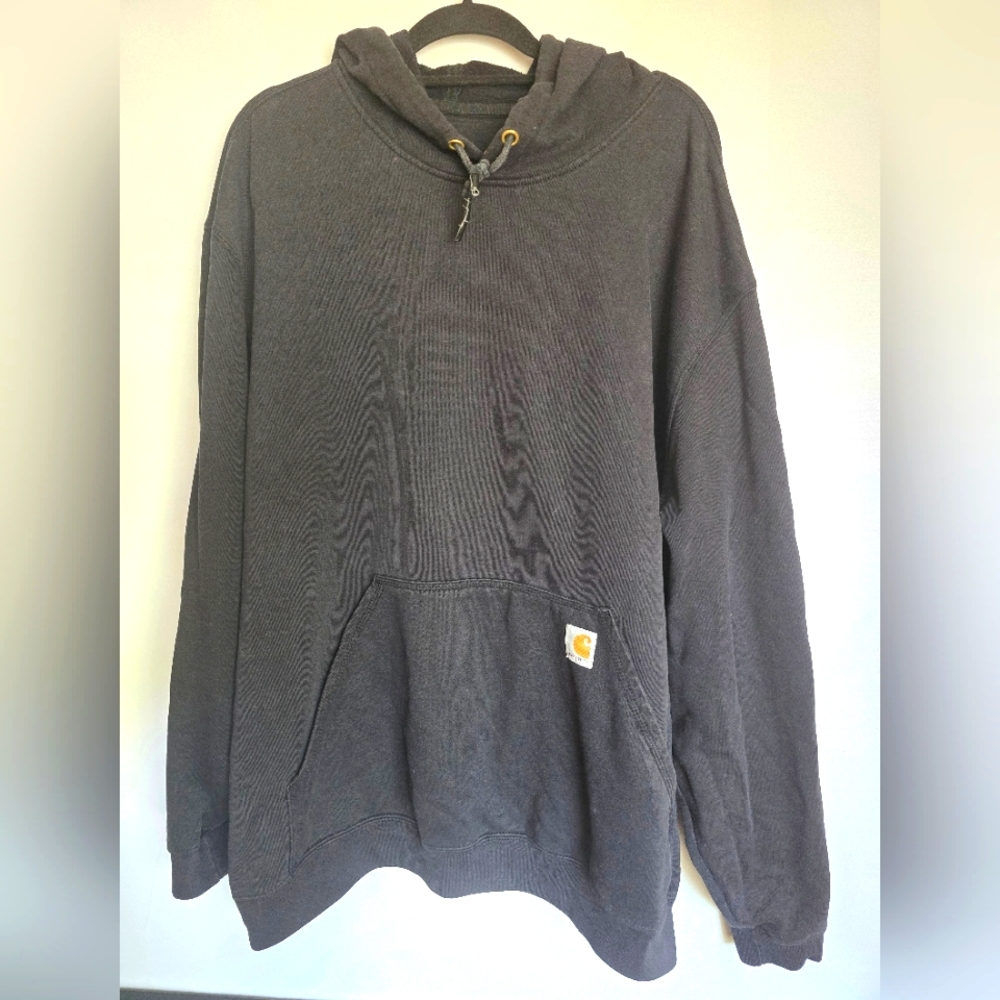 CARHARTT ORIGNAL FIT MENS BLACK HOODIE LOGO ON ONE SLEEVE K288 SIZE 3XL